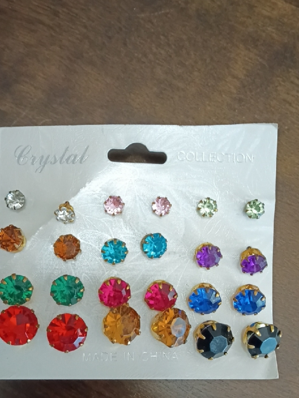 Crystal Collection Multicolor Stud Earring Set - 12 Pairs